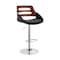 Armen Living Karter Adjustable Black Faux Leather and Walnut Wood Bar Stool with Chrome Base LCKTBAWABL - alternate 1